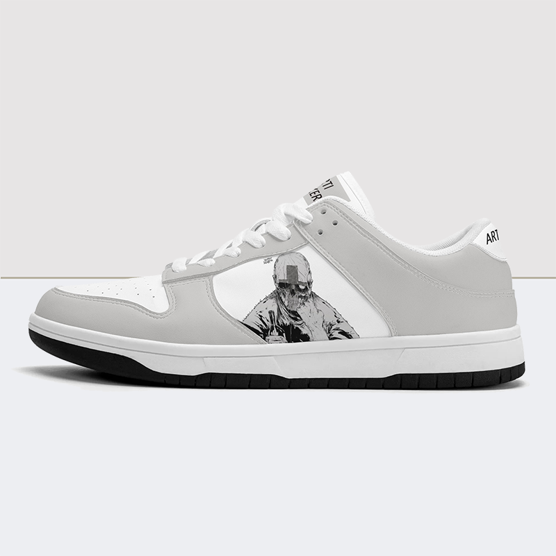 Skull & Letter Dunk Low Leather Sneakers