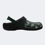 Dark Rose Skull Cross - Fur Lined Slippers/Sandals