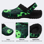 Toxic Green Smoke Skulls - Fur Lined Slippers/Sandals