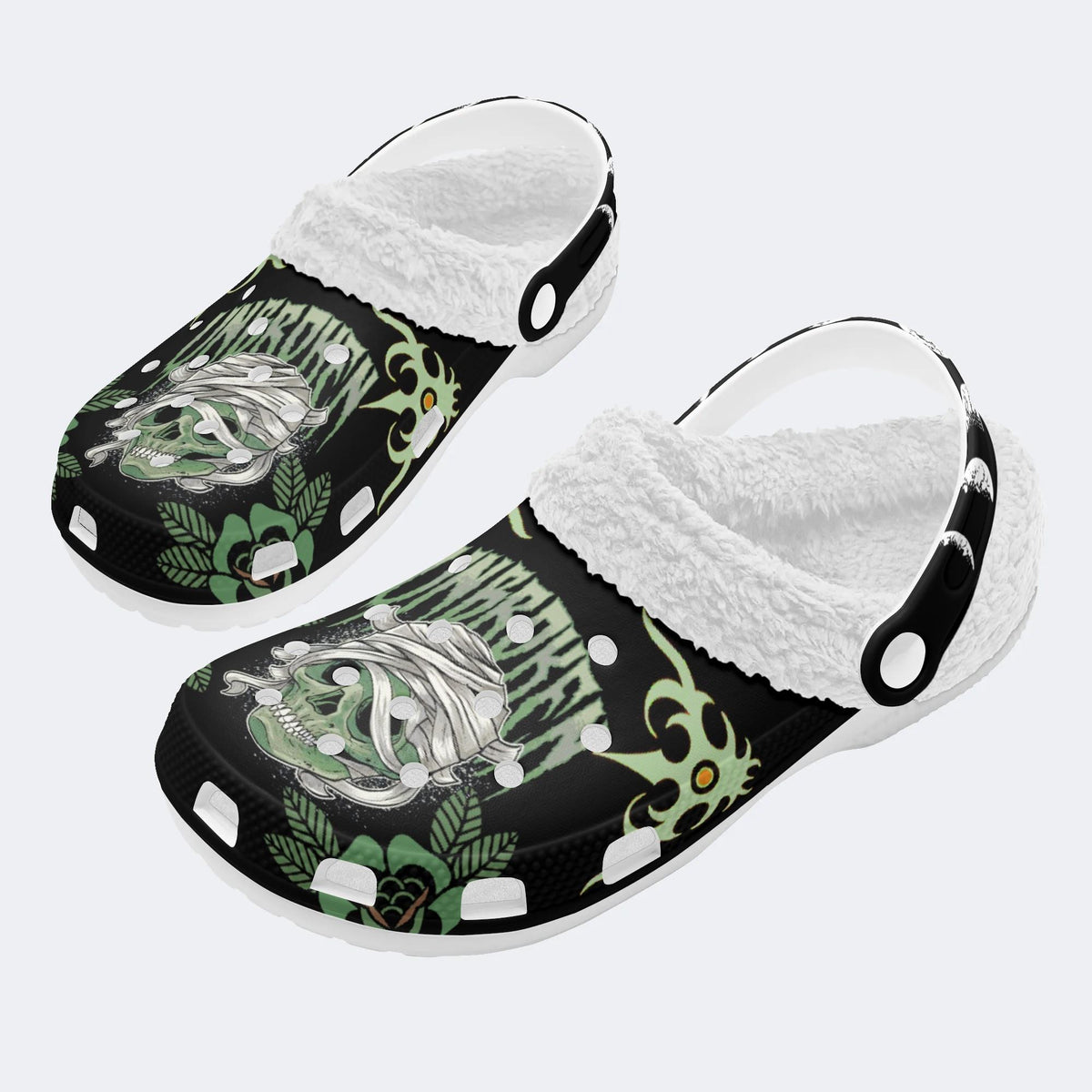 Horror Mummy Monster Print - Fur Lined Slippers/Sandals