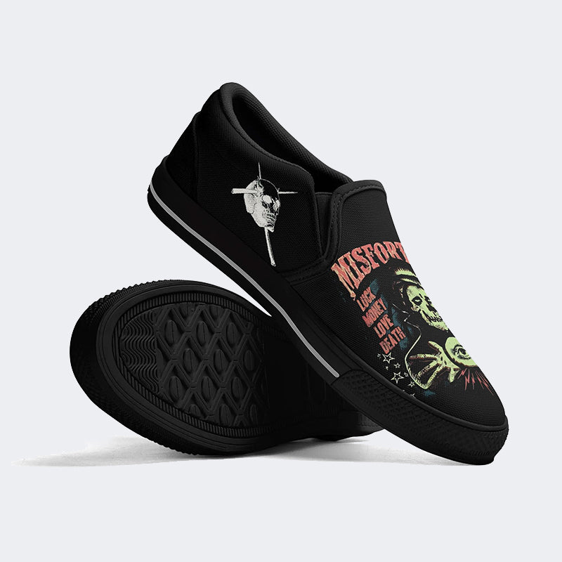 Unisex Horror Skull Print - Slip On Shoes