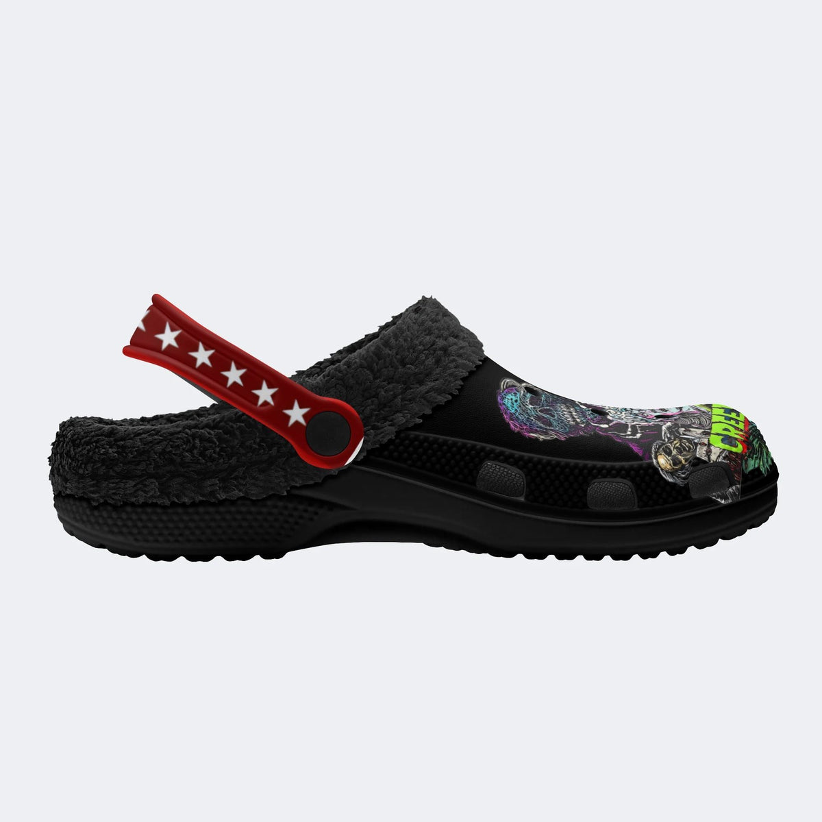 Horror Movie Vintage Print - Fur Lined Slippers/Sandals