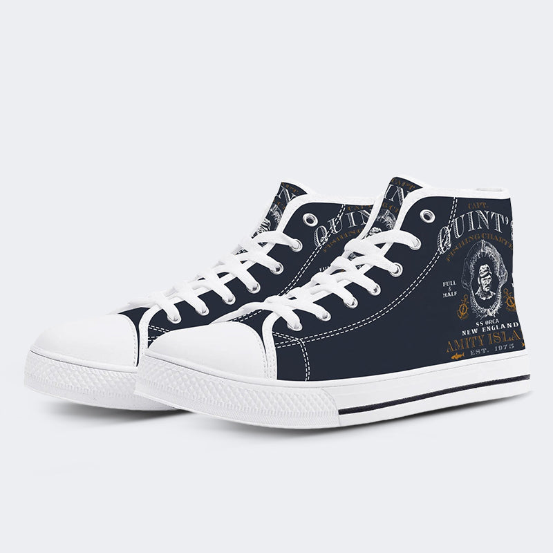 Quint's Shark Fishing Jaws Retro Unisex - High Top Canvas