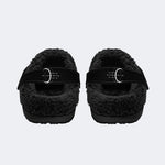 Gothic Death Moth Occult Crescent Moon - Fur Lined Slippers/Sandals