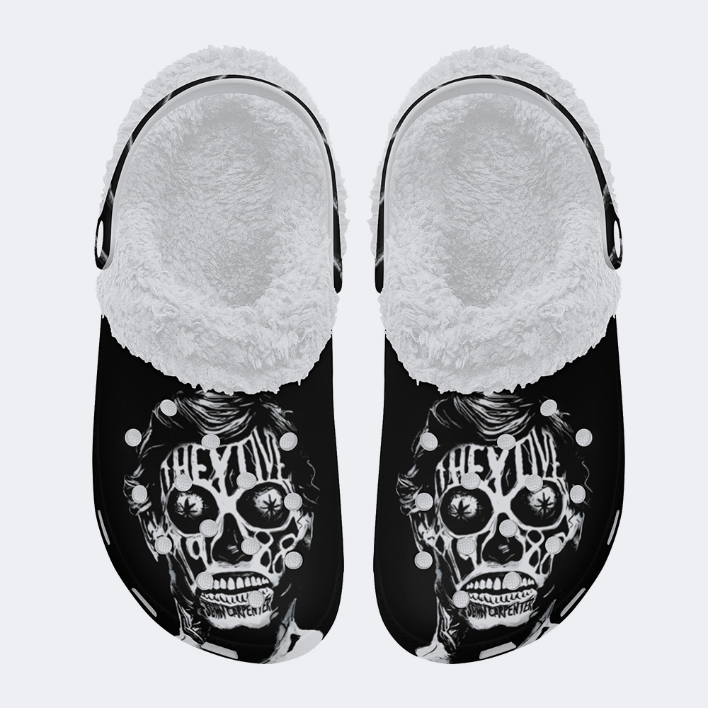 Unisex Horror Print - Fur Lined Slippers/Sandals