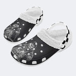 Halloween Skull Print - Fur Lined Slippers/Sandals