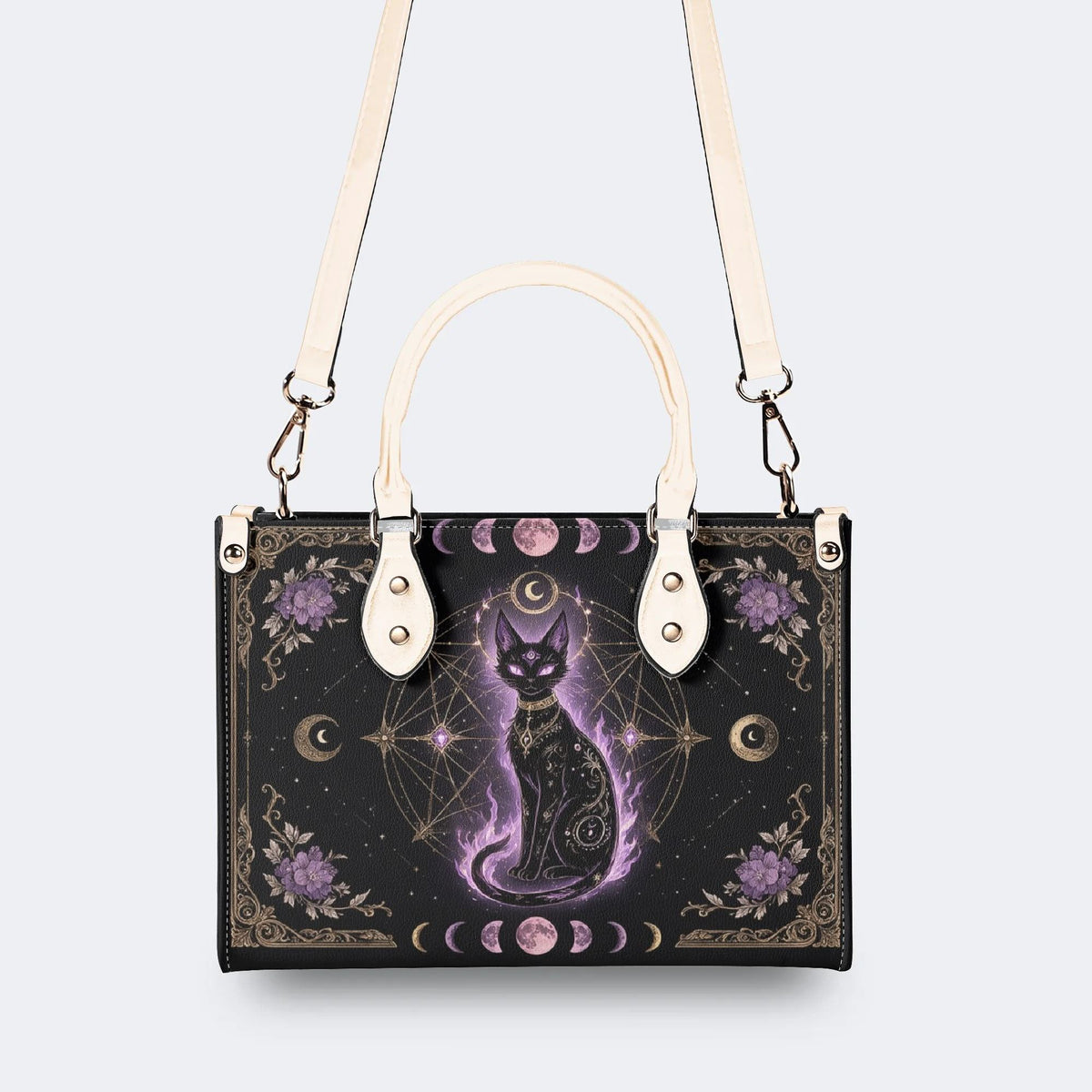 Celestial Black Cat Print Handbag Factory Direct Sales