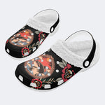 Old School Shark Tattoo Print - Fur Lined Slippers/Sandals