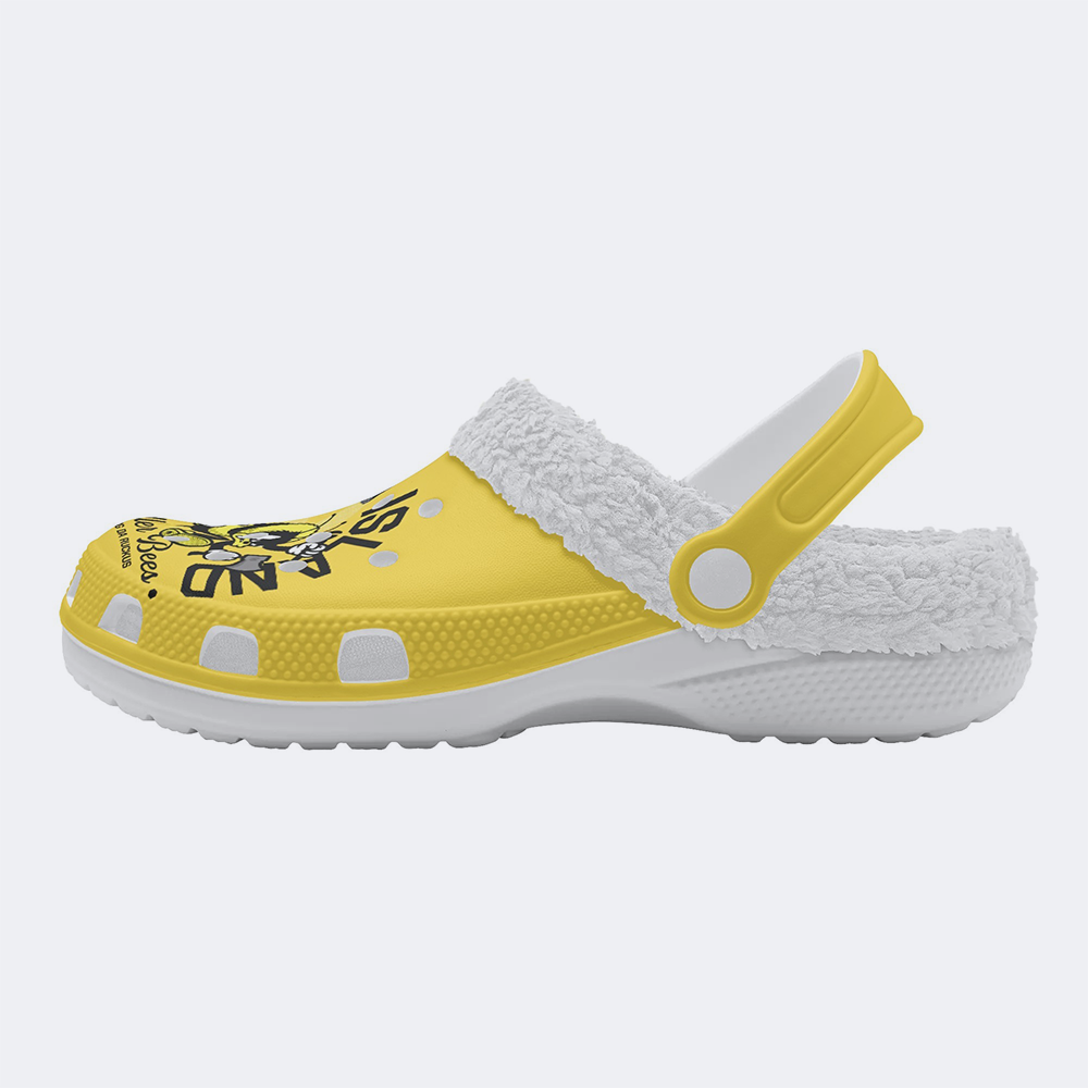 Staten Island Killer Bees Print - Fur Lined Slippers/Sandals