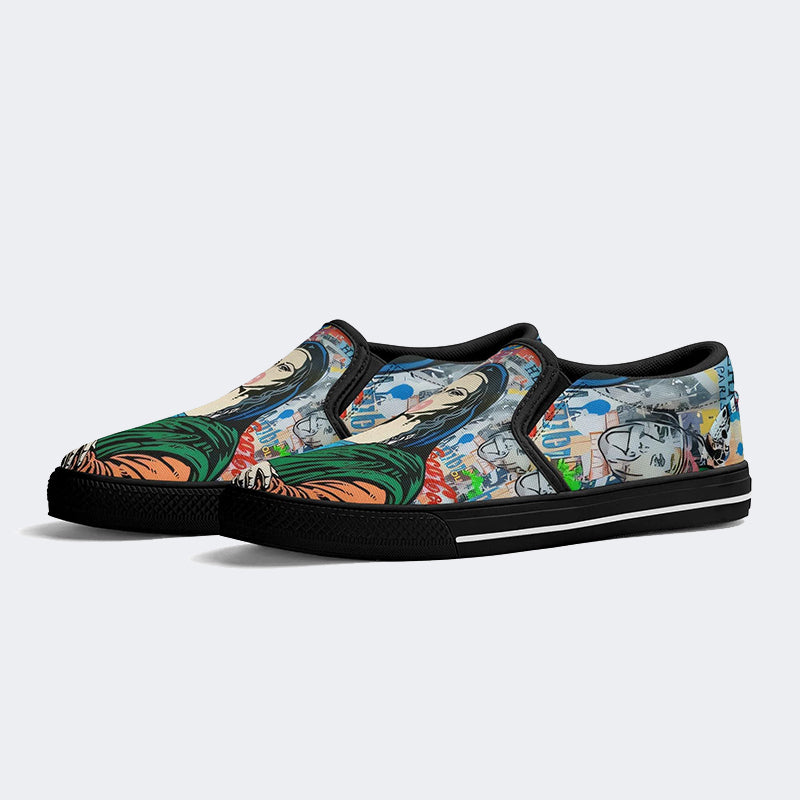 Mona Lisa Graffiti Art Print - Slip On Shoes