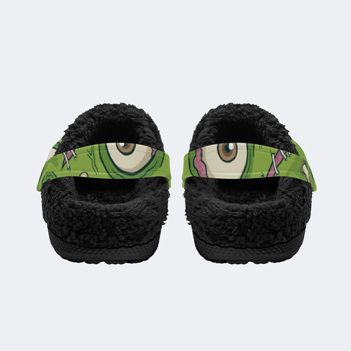 Cartoon Zombie Face - Fur Lined Slippers/Sandals