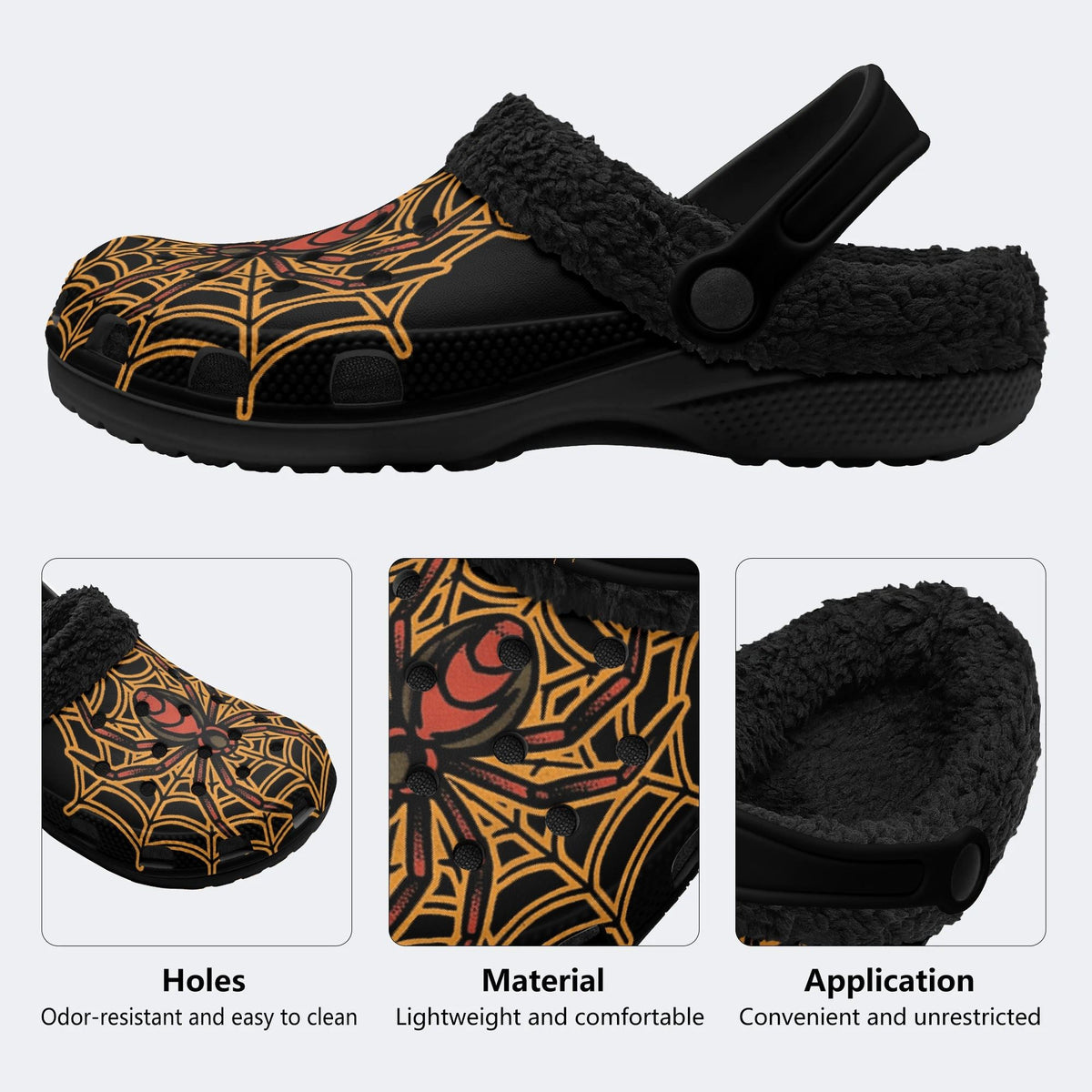 Gothic Widow Spider - Fur Lined Slippers/Sandals
