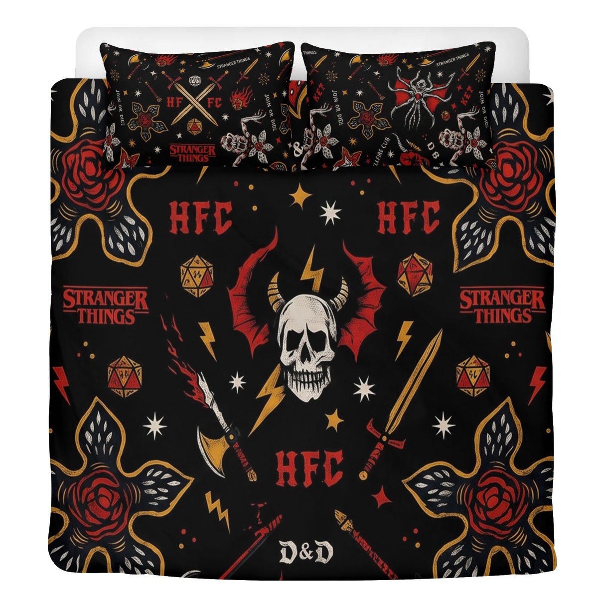 Hellfire Club Skull Print - Three Piece Bedding Set
