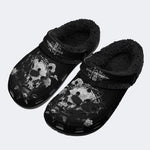 Dark Thorn Skull‑Fur Lined Slippers Sandals
