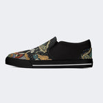 Retro Dark Mushroom Eyes Halloween Print - Slip On Shoes