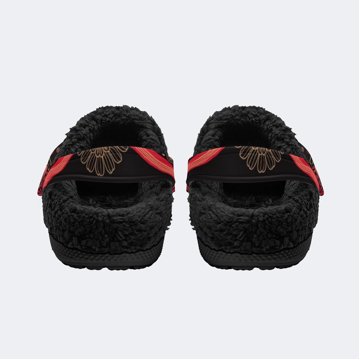 Dark Flower Art - Fur Lined Slippers/Sandals