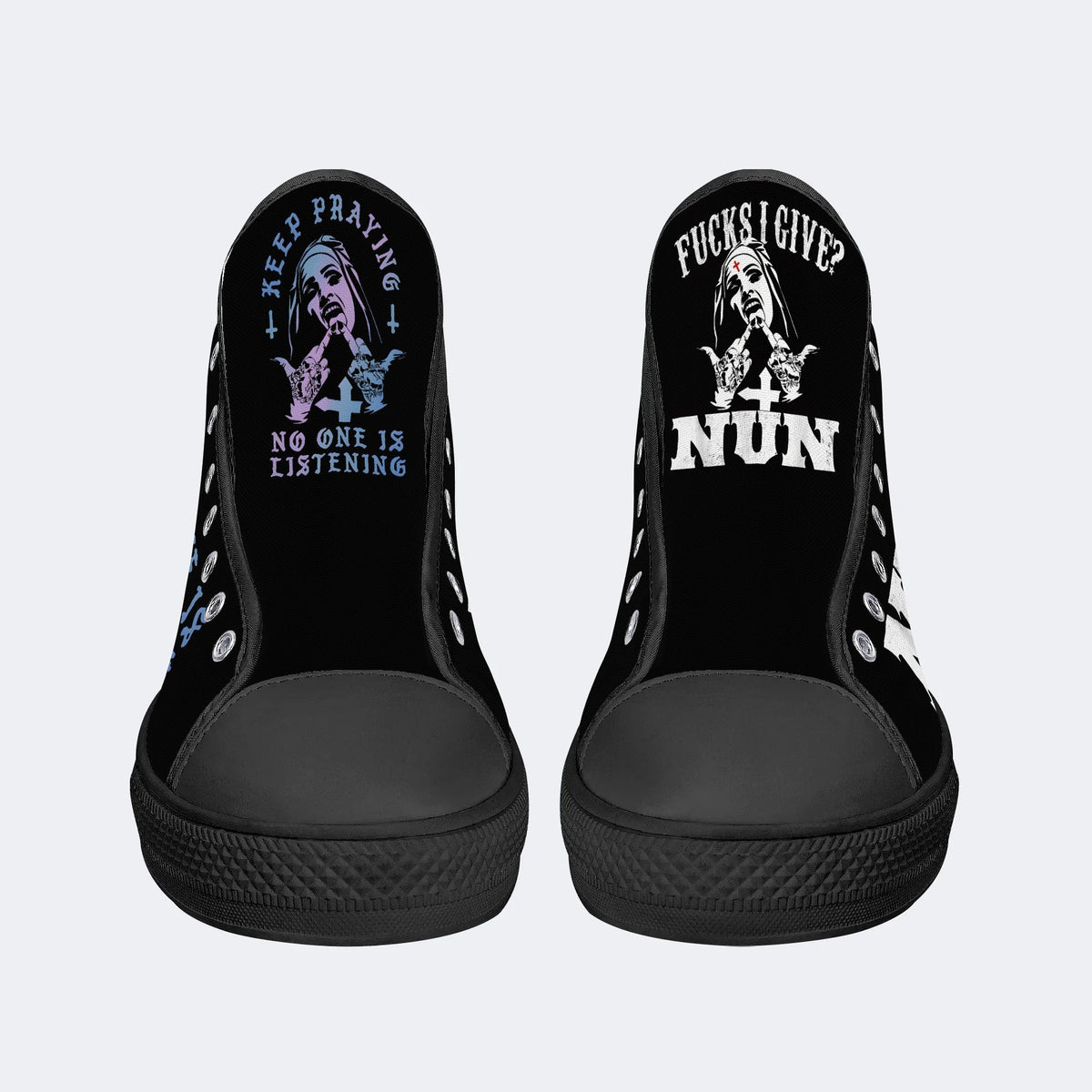 Unholy Nun Fucks Given Nun Unisex Print - High Top Canvas