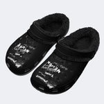 Grunge Quote Print - Fur Lined Slippers/Sandals