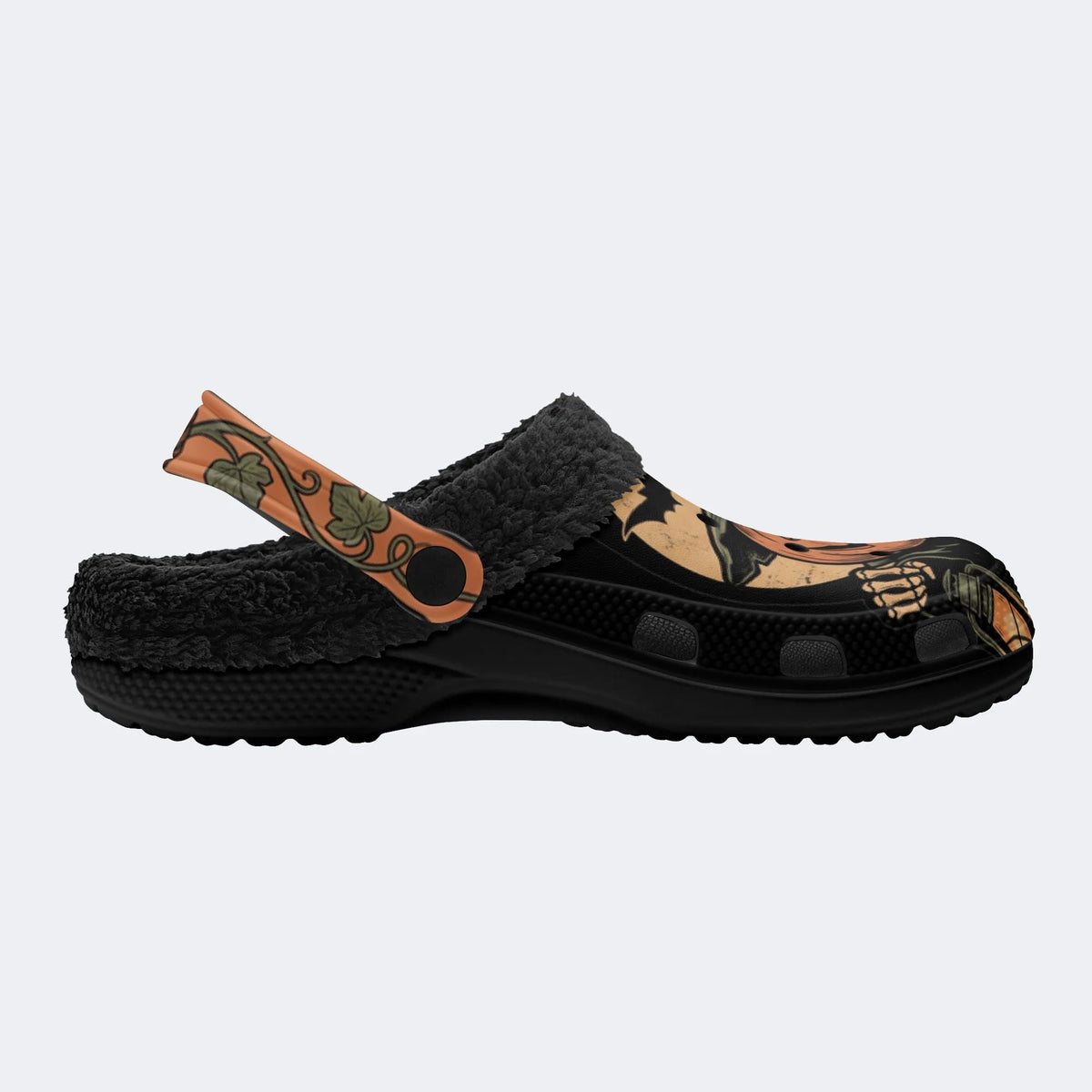 Gothic Pumpkin Witch Halloween - Fur Lined Slippers/Sandals