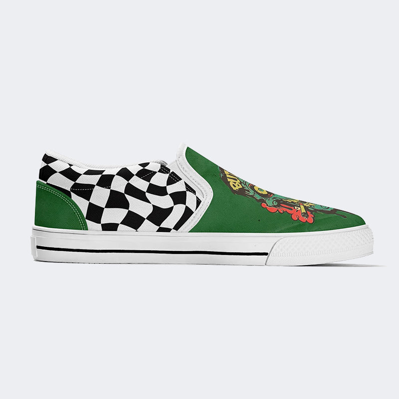 Unisex Skull&Letter Print - Slip On Shoes