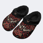 Death Moth Vintage Print - Fur Lined Slippers/Sandals