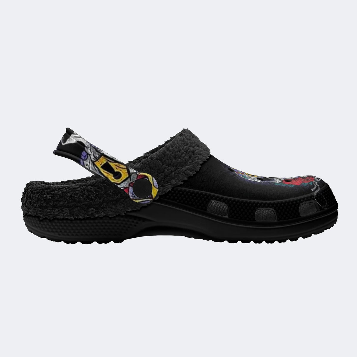Vintage Tattoo Skull - Fur Lined Slippers/Sandals