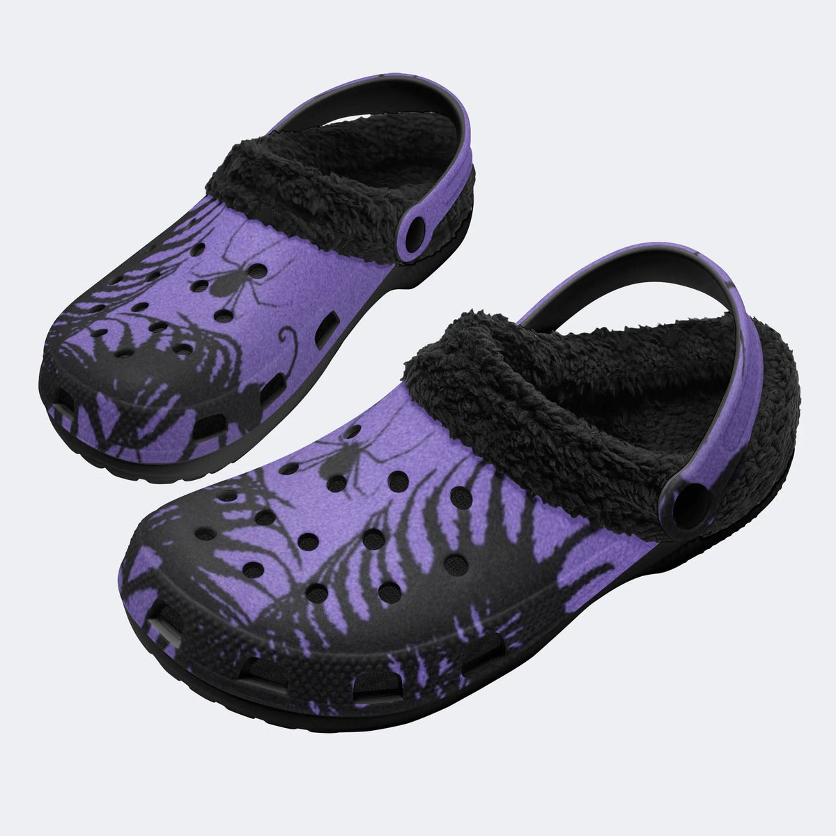 Gothic Purple Spider - Fur Lined Slippers/Sandals