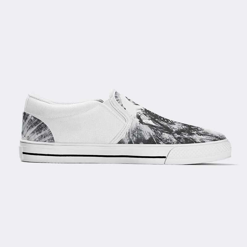 Unisex Skull Print - Slip On Shoes