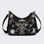 Sun Moon And Moth Print - Leather Crossbody Bag