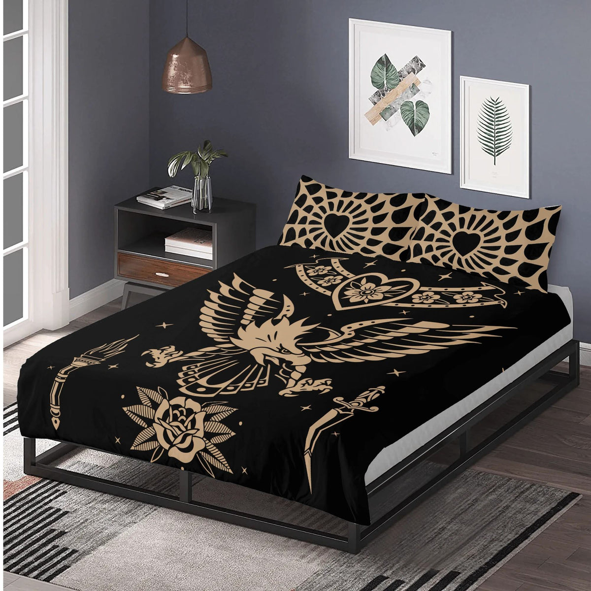 Golden Eagle Print - Three Piece Bedding Set