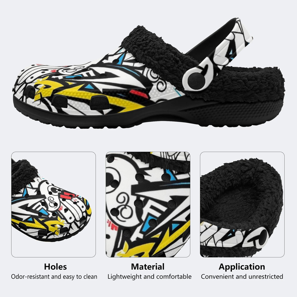 Street Pop Graffiti - Fur Lined Slippers/Sandals