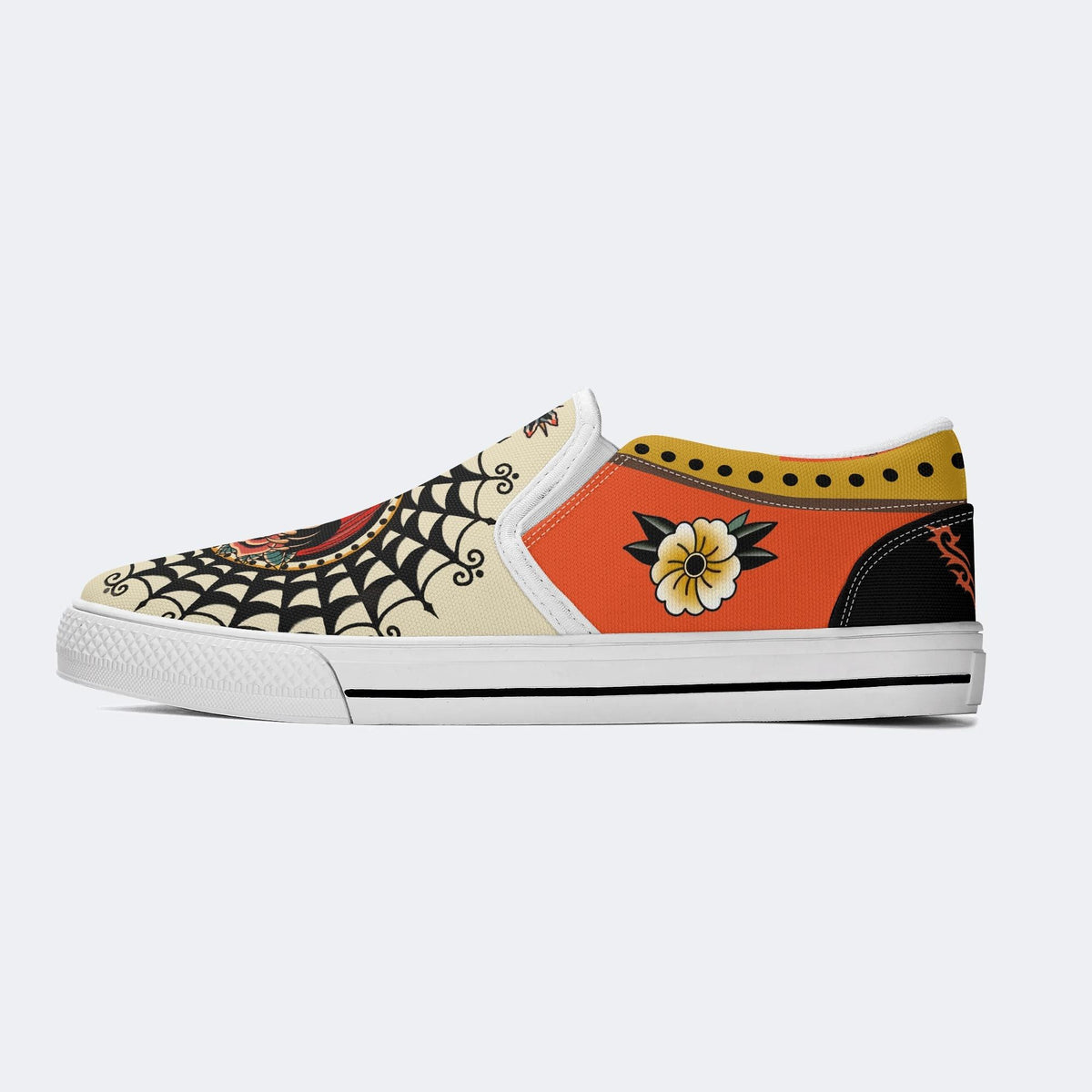 Retro Black Panther Print - Slip On Shoes