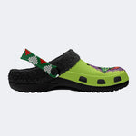 Scary Goblin Christmas Hat Print - Fur Lined Slippers/Sandals