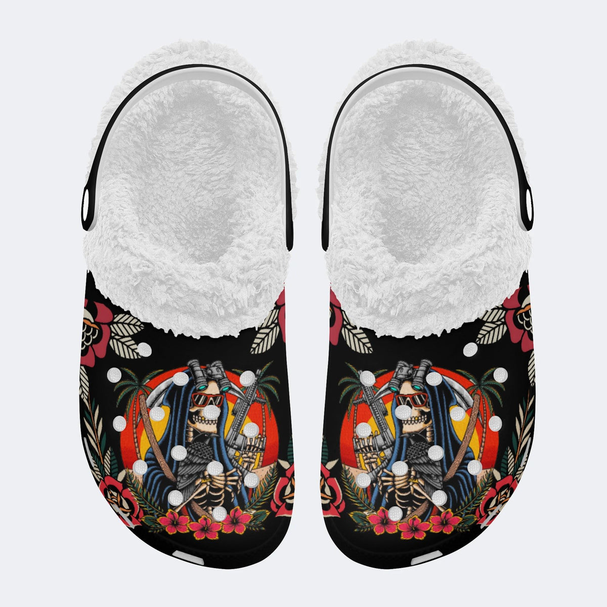 Tactical Reaper Print - Fur Lined Slippers/Sandals