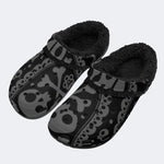 Grey Sugar Skull - Fur Lined Slippers/Sandals