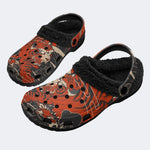 Retro Ink Tiger Cloud - Fur Lined Slippers/Sandals