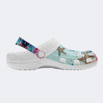 Colorful shells and starfish - Fur Lined Slippers/Sandals