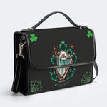Irish Harp & Shamrocks Print - Leather Satchel Bag
