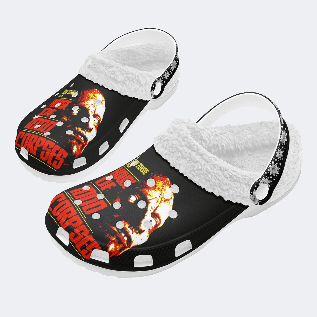 Horror Movie Vintage Graphic Print - Fur Lined Slippers