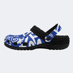 Blue Punk Graffiti - Fur Lined Slippers/Sandals