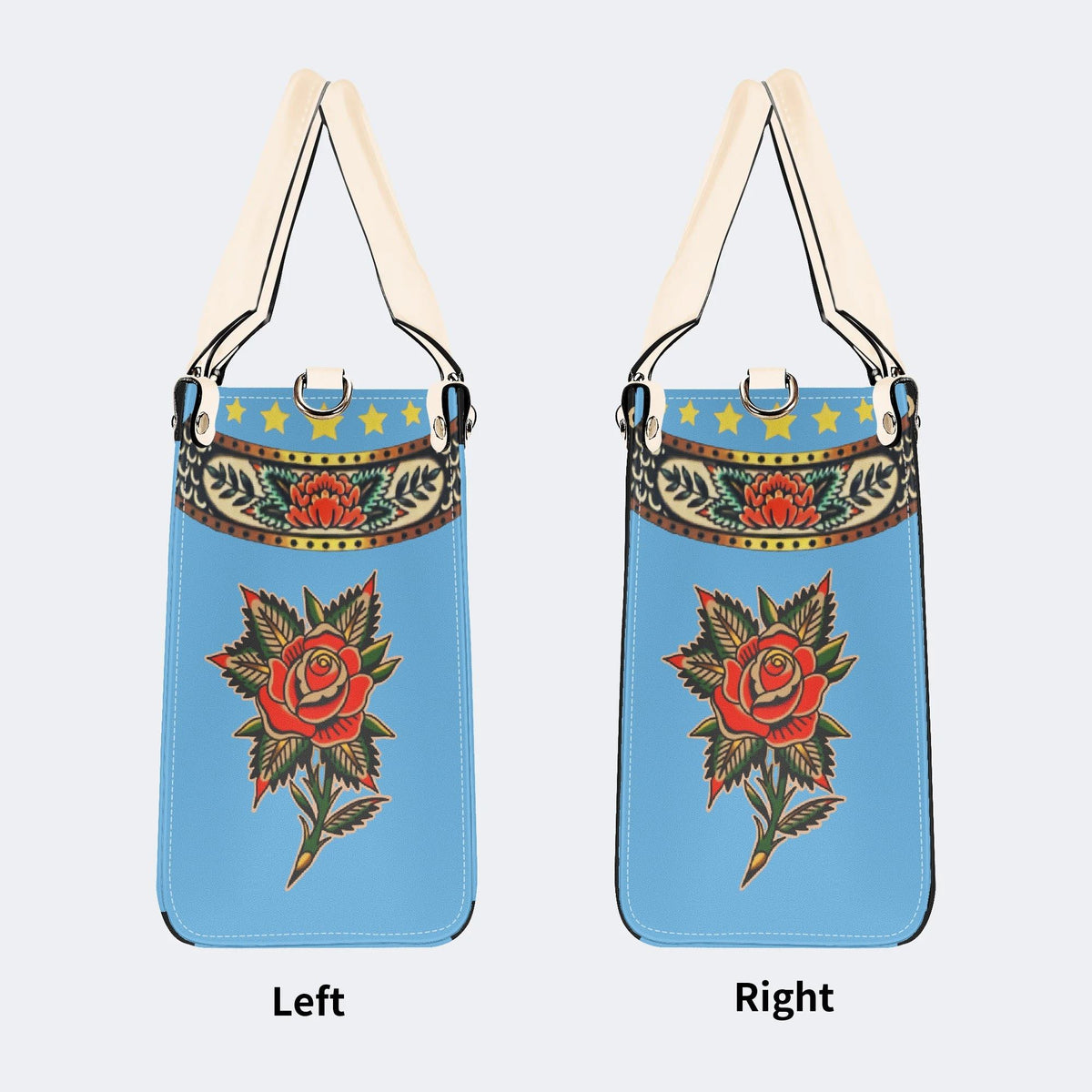 Vintage Torch And Dragon Print - Leather Handbag