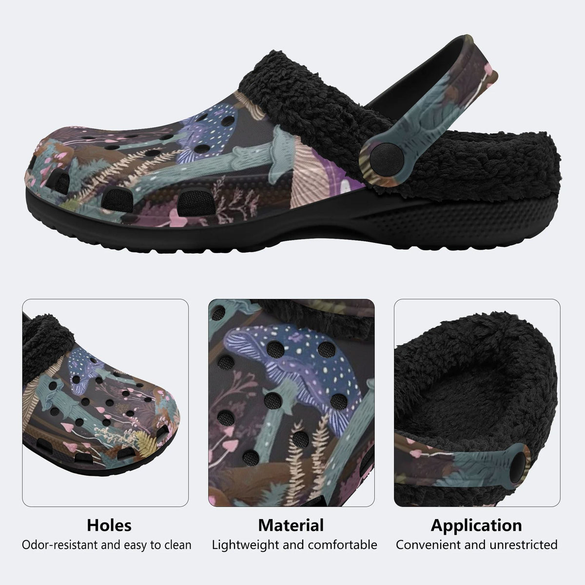 Dark Forest Mushroom - Fur Lined Slippers/Sandals