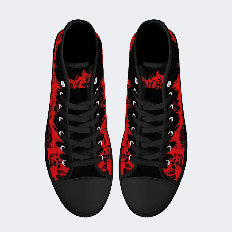 Unisex Fire Skull Print - High Top Canvas