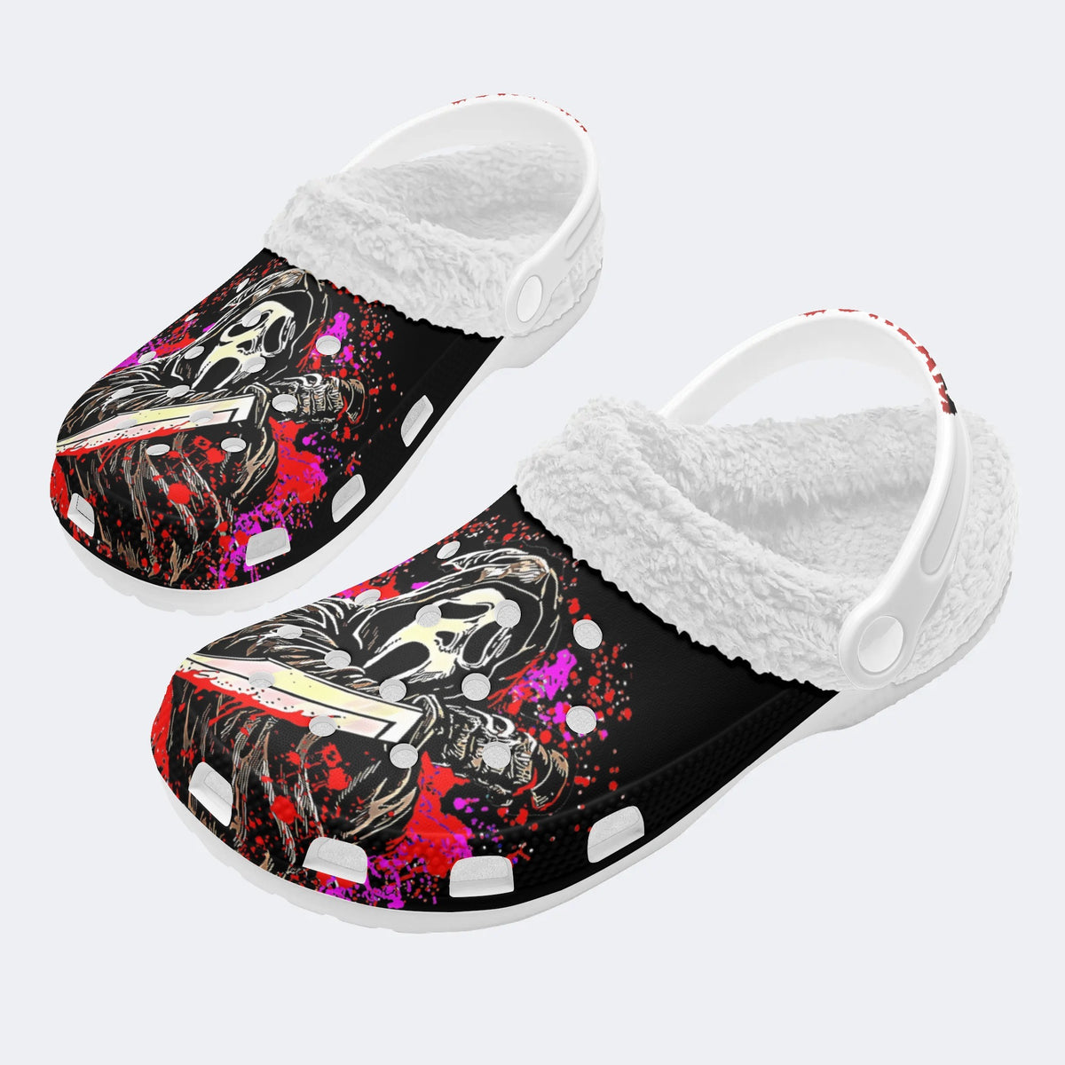 Horror Ghostface Print - Fur Lined Slippers