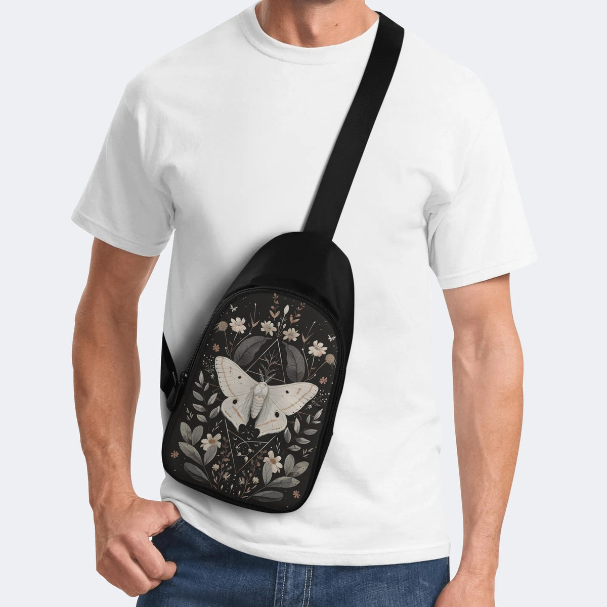 Vintage Floral Moth Print - Chest Bag