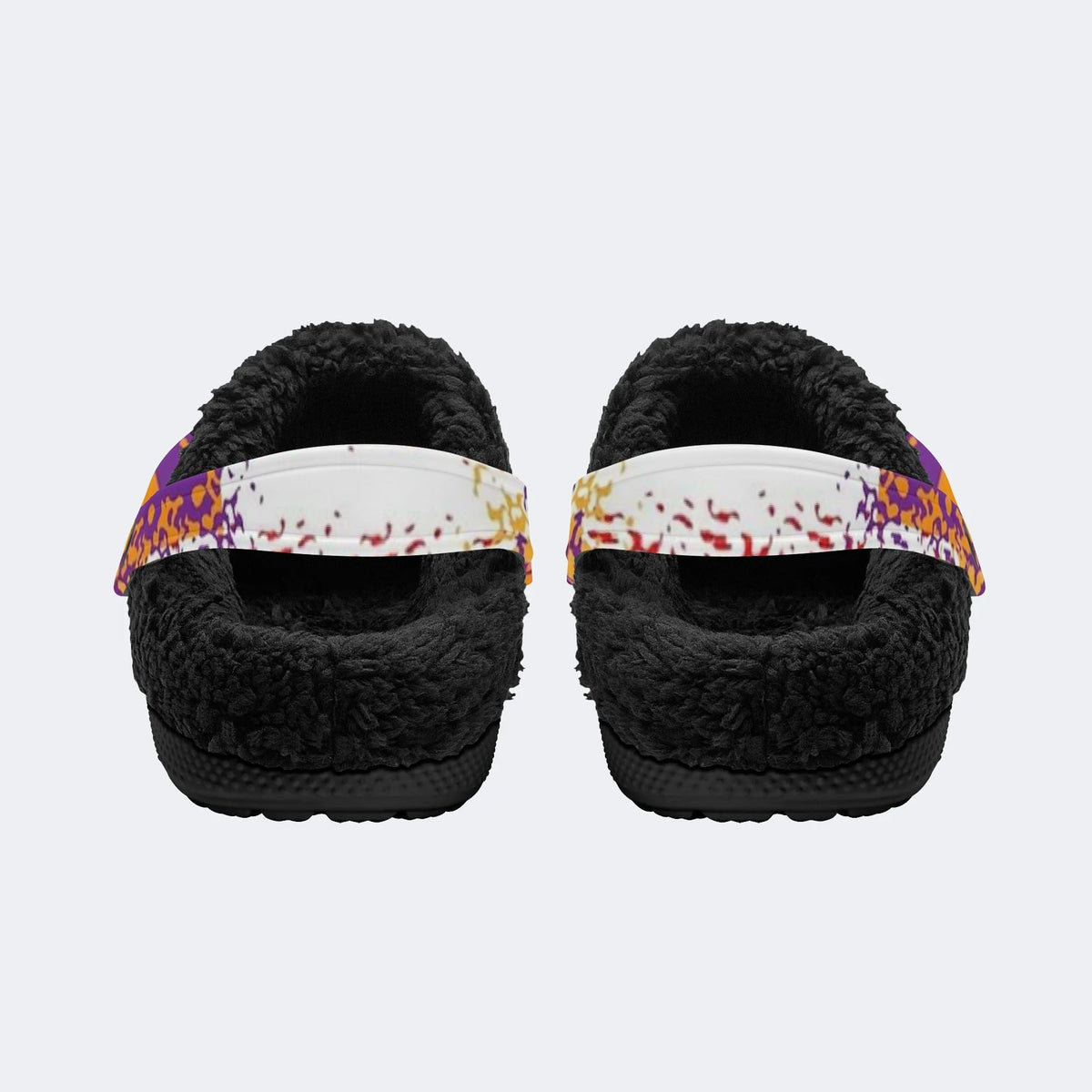 Multicolor Mosaic Abstract - Fur Lined Slippers/Sandals