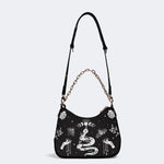 Snake And Beath Moth Print - Leather Crossbody Bag