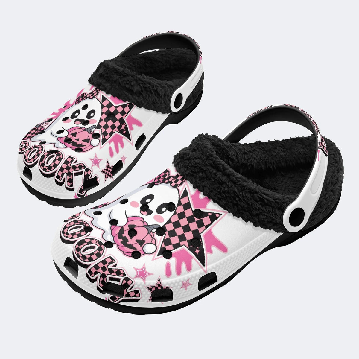 Kawaii Halloween Ghost - Fur Lined Slippers/Sandals