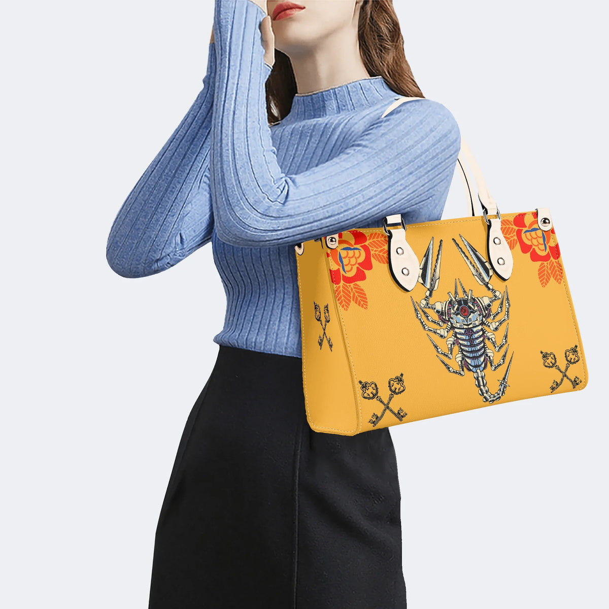 Mechanical Scorpion Print - Leather Handbag
