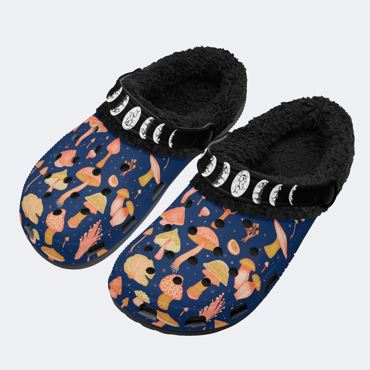 Fun Mushroom Print - Fur Lined Slippers/Sandals